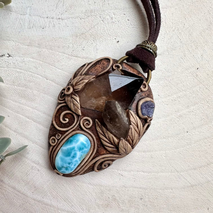 One of a kind smoky quartz gemstone necklace