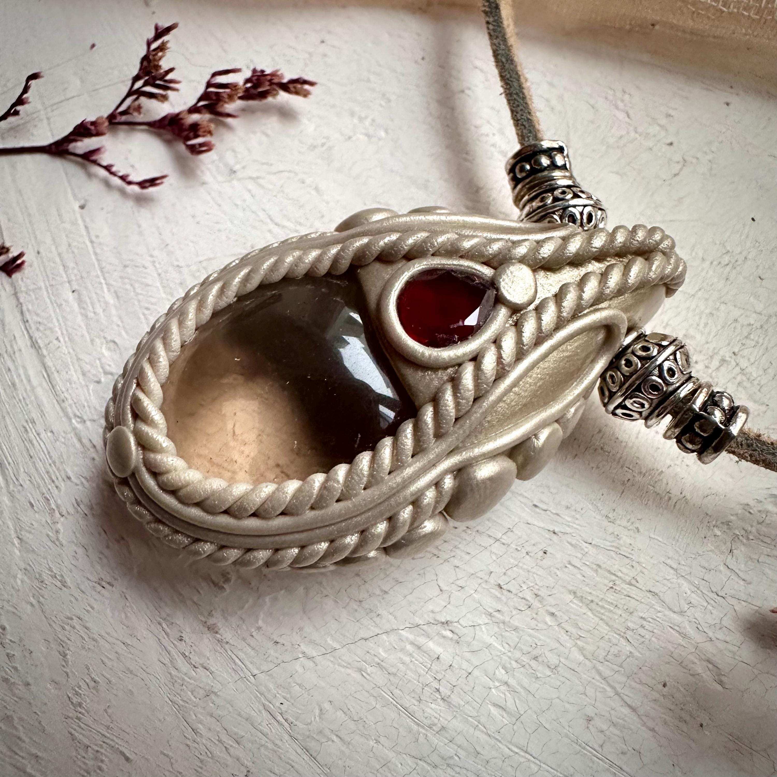Smoky Quartz and Red Garnet Necklace - FairyGardenGlow