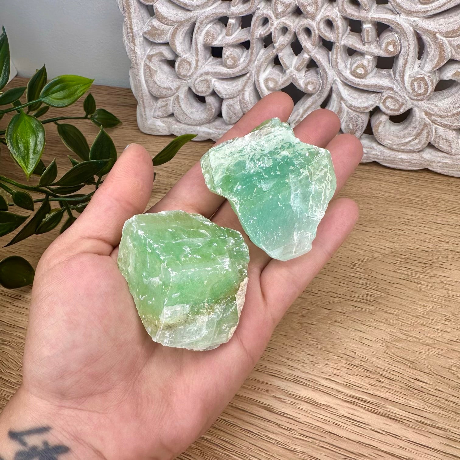 Green calcite gemstone for meditation and spiritual wellness
Natural calcite stone with soothing energy