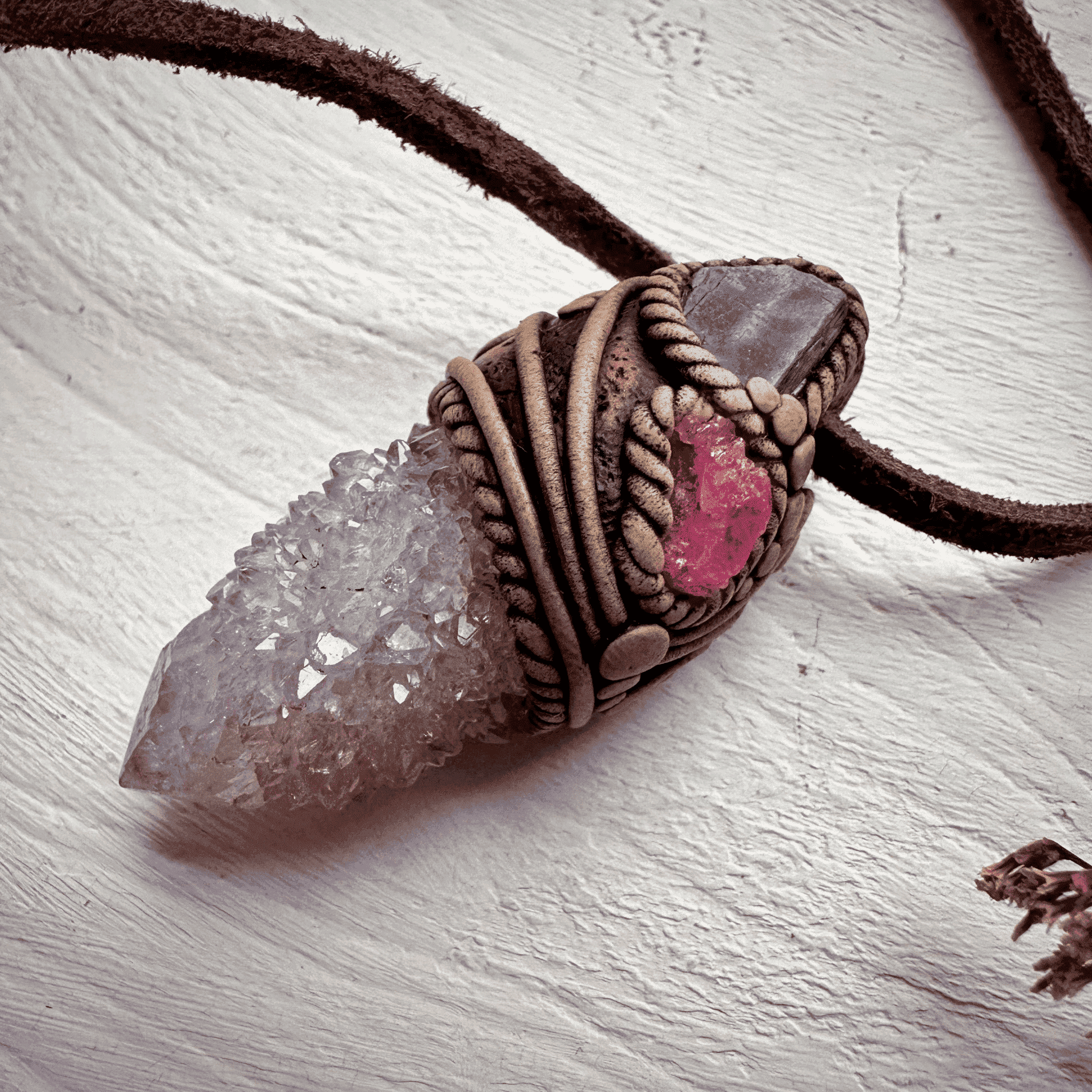 Spirit Quartz Tanzanite and Spinel Necklace - FairyGardenGlow