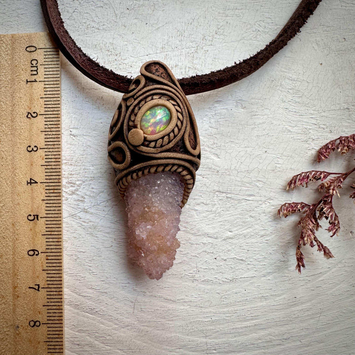 Spirit Quartz and Ethiopian Opal Necklace - FairyGardenGlow