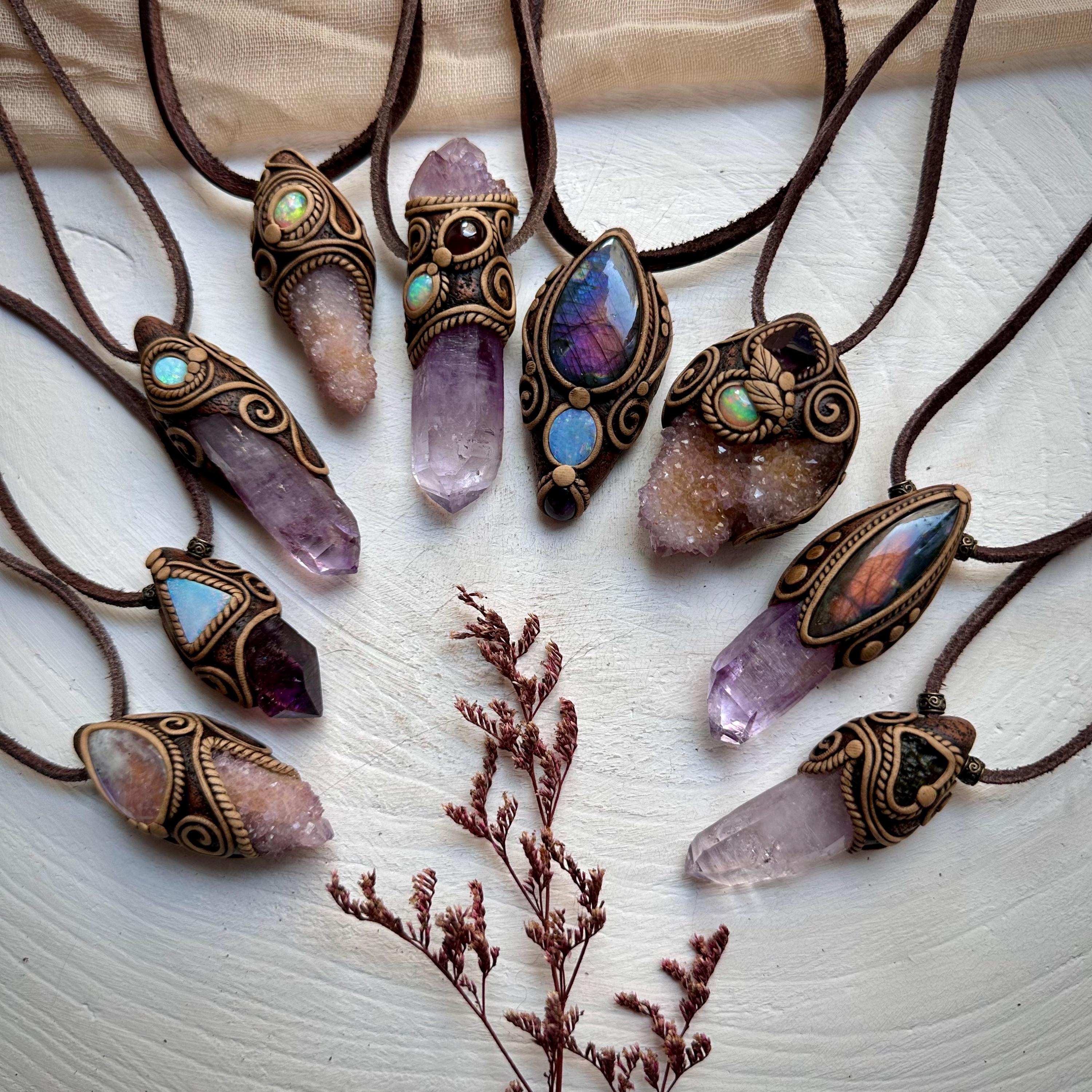 Spirit Quartz and Ethiopian Opal Necklace - FairyGardenGlow