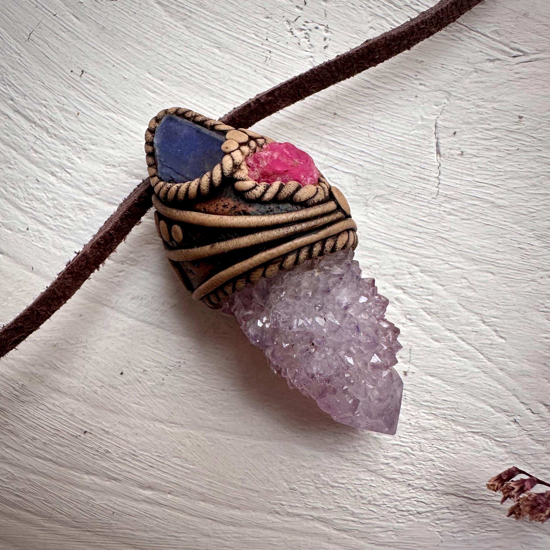 Spirit Quartz Tanzanite and Spinel Necklace - FairyGardenGlow