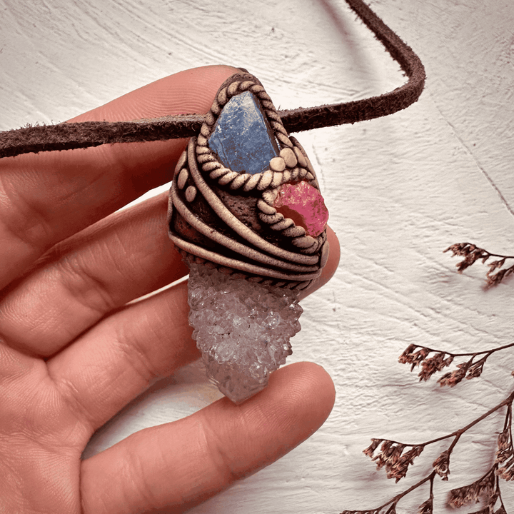 Spirit Quartz Tanzanite and Spinel Necklace - FairyGardenGlow
