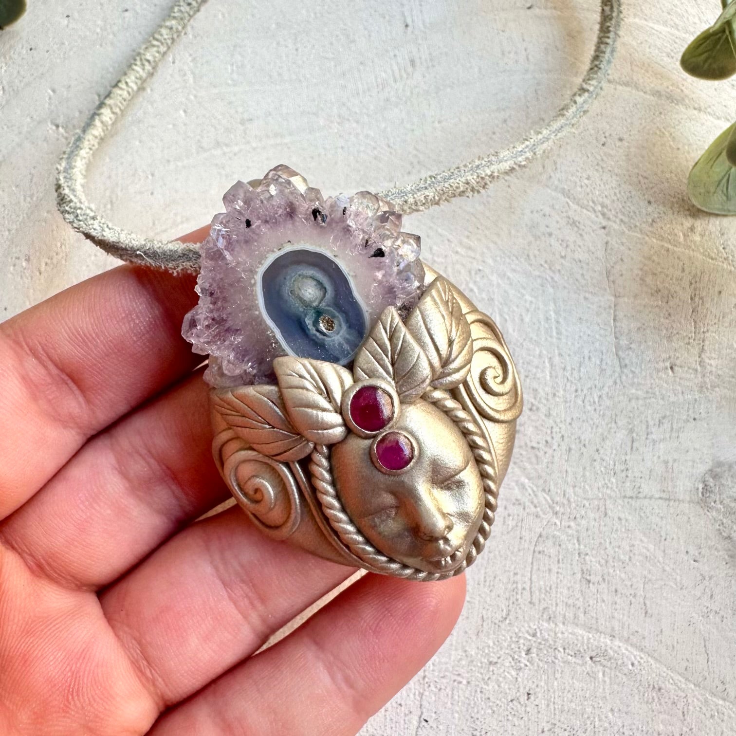 Divine feminine crystal necklace boho healing talisman jewelry