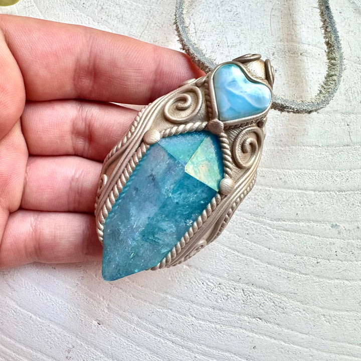 Healing stone necklace crystal talisman for calm and emotional balance