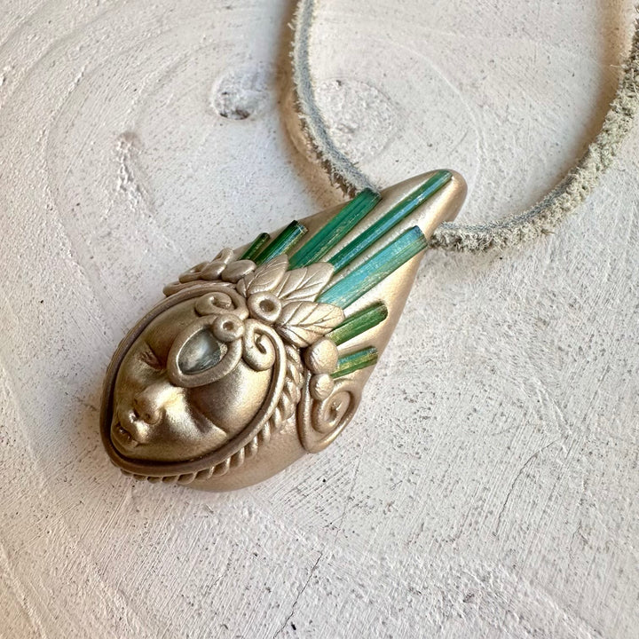 Spiritual crystal necklace boho talisman for heart healing and clarity