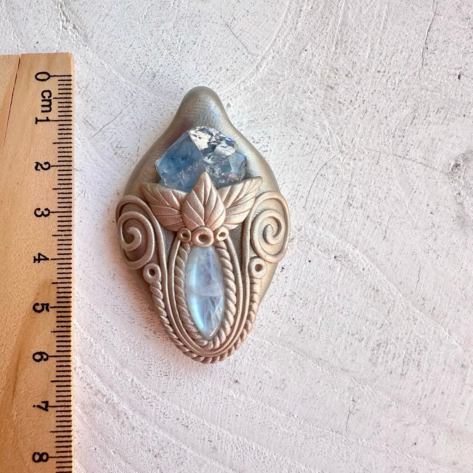 Handmade gemstone necklace rainbow moonstone and celestite one of a kind pendant necklace