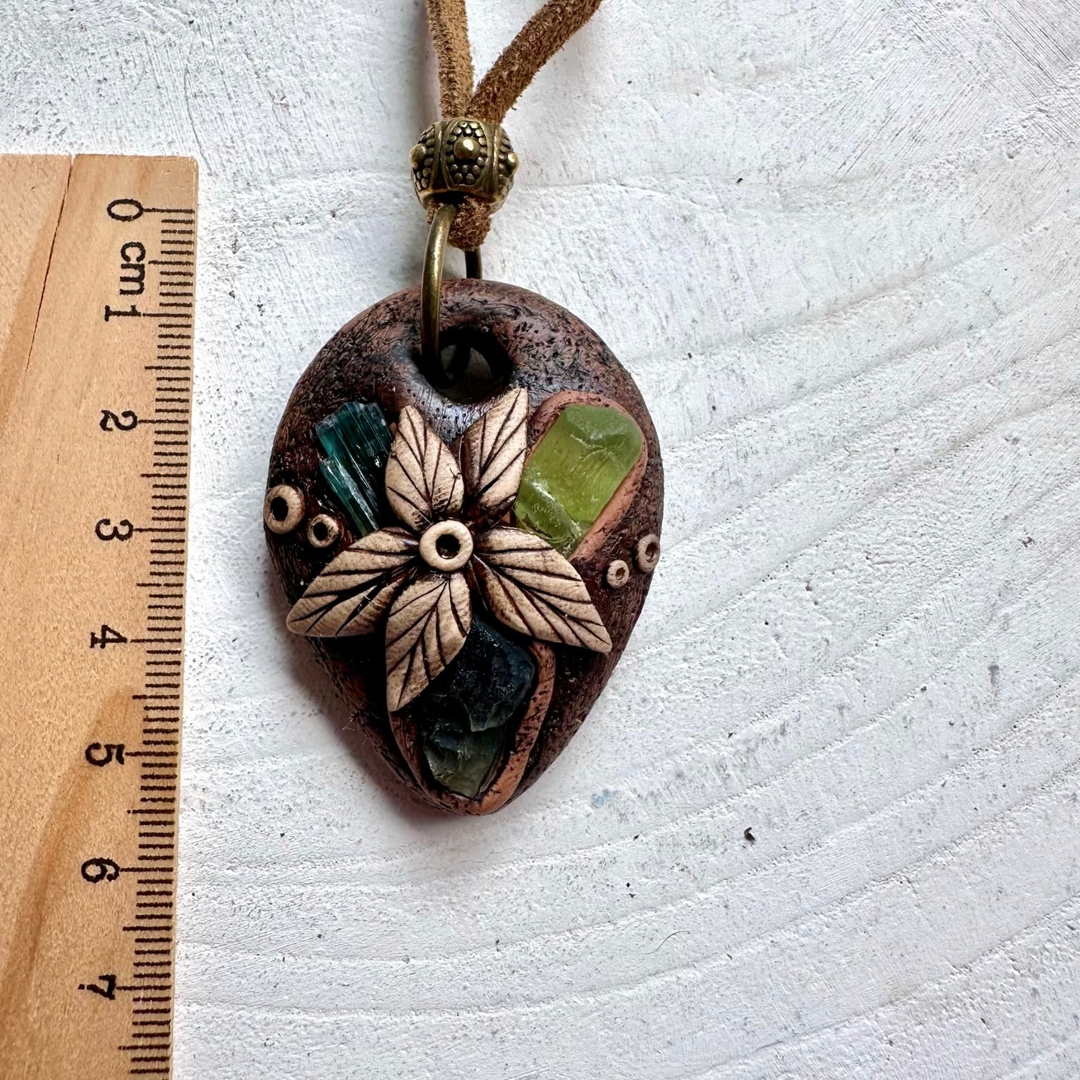 Metaphysical crystal pendant necklace with natural gemstones for abundance, renewal and positive energy