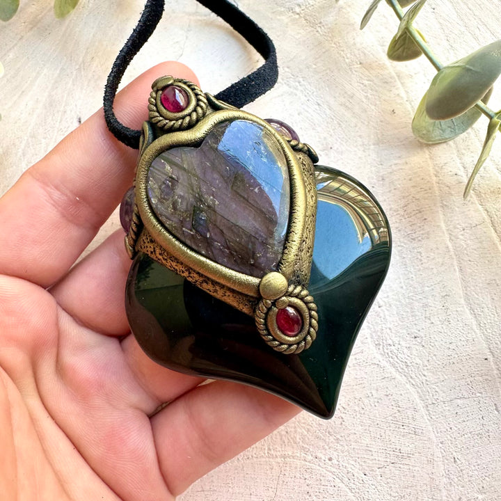 Handmade crystal necklace designed for meditation, rituals, intention setting,  mindfulness and positive energy.