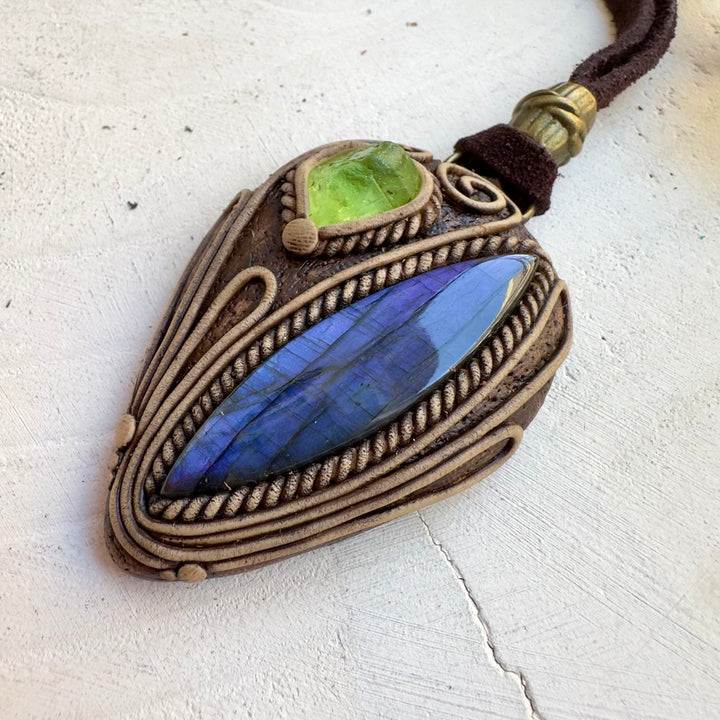 Natural gemstone jewelry with peridot and labradorite