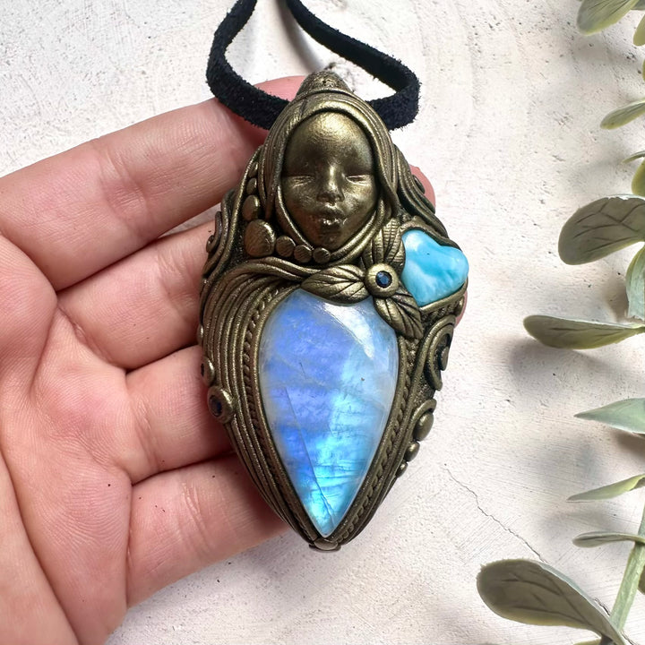 Healing crystal jewelry inspired by moon and ocean energy