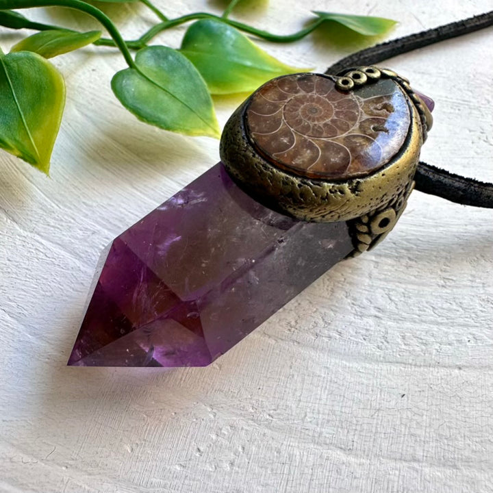 Healing Gemstone Necklace – Ametrine, Charoite and Ammonite for Transformation