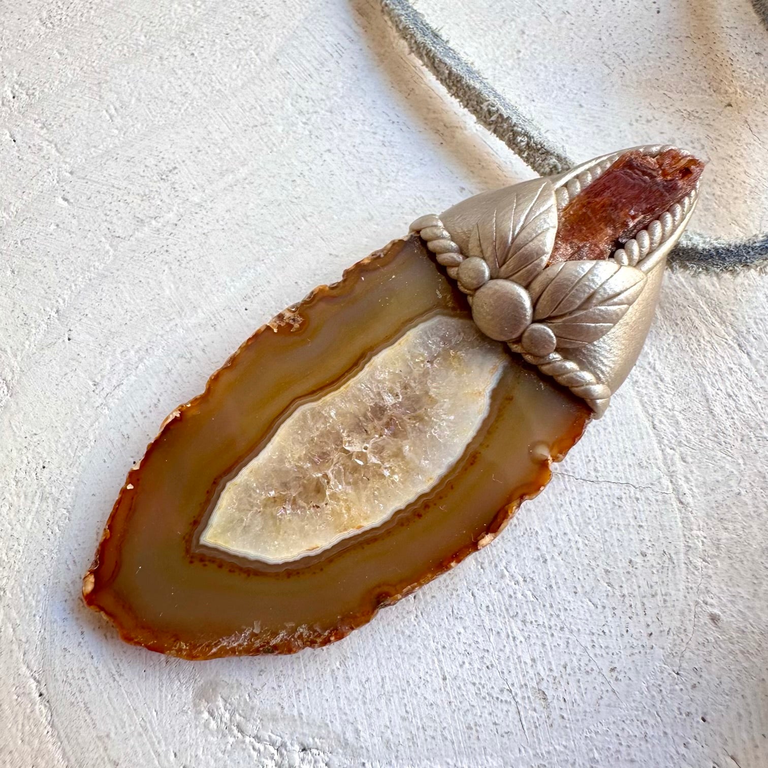 Healing stone necklace crystal talisman for grounding and clarity