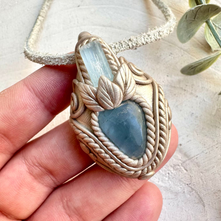 One of a kind crystal necklace handmade spiritual gemstone pendant
