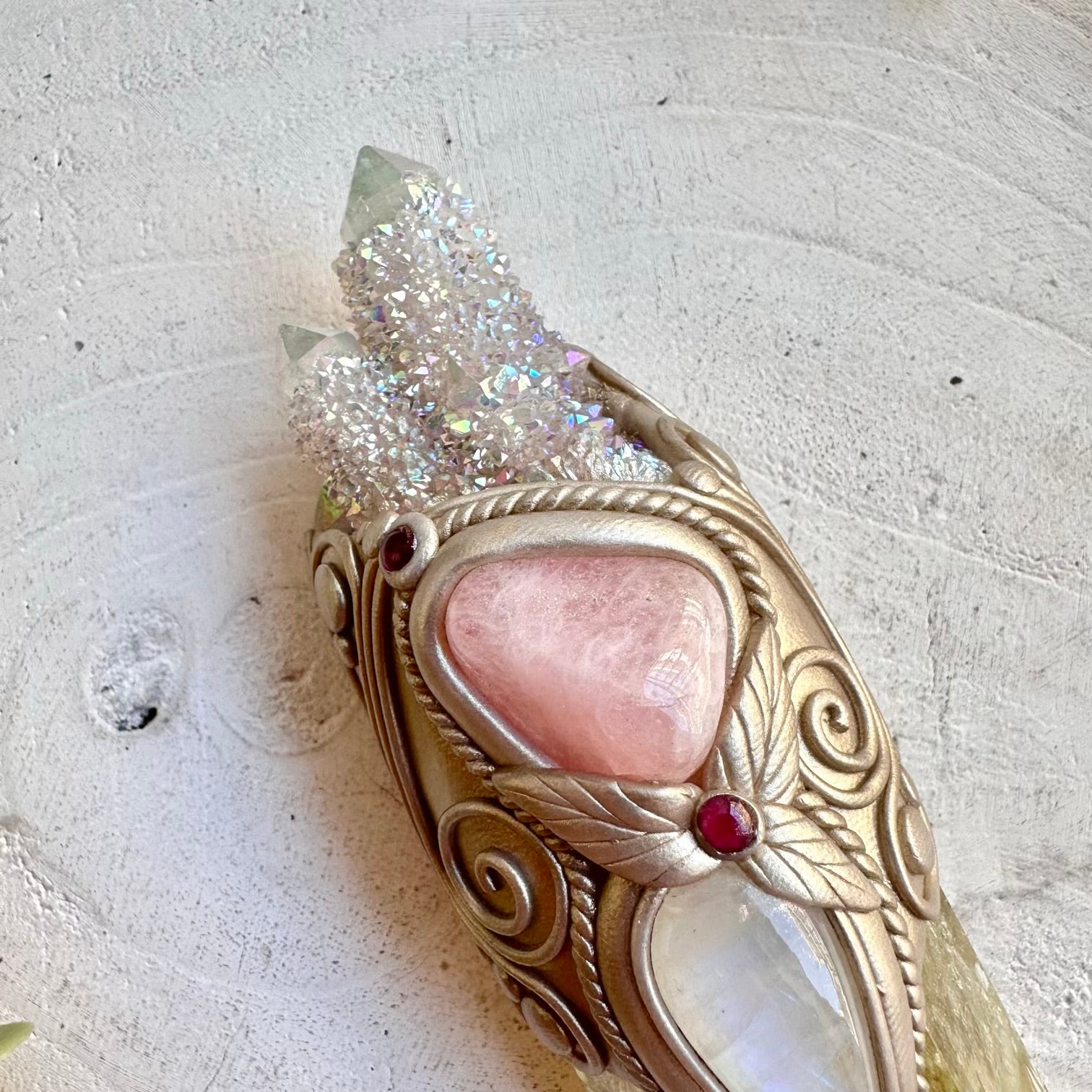 Healing gemstone wand for abundance intuition heart healing and inner balance