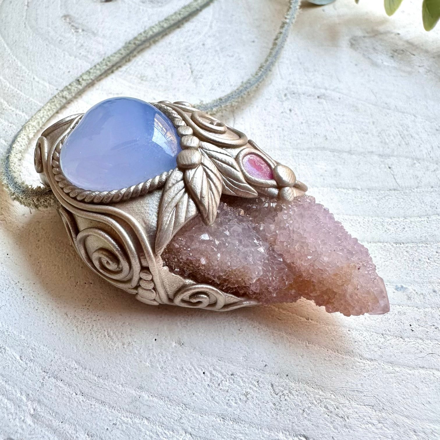 Spiritual crystal wand necklace boho talisman for harmony and emotional healing
