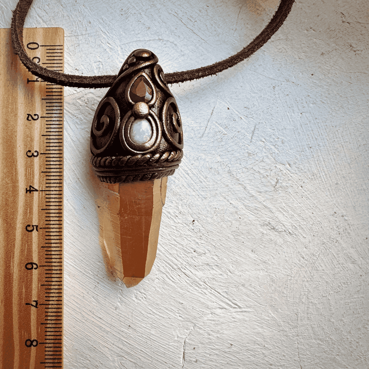 Sunset Aura Quartz Australian Opal and Ruby Necklace - FairyGardenGlow