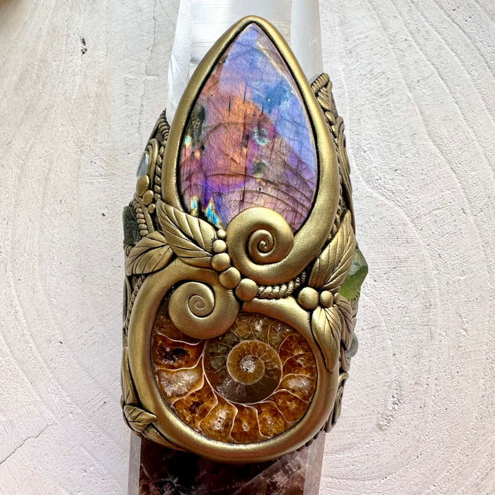 Beautiful healing crystal wand with Super Seven Quartz and premium natural gemstones.