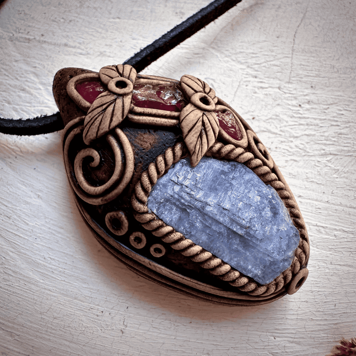 Tanzanite Rhodolite Garnet and Mozambique Ruby Pendant - FairyGardenGlow
