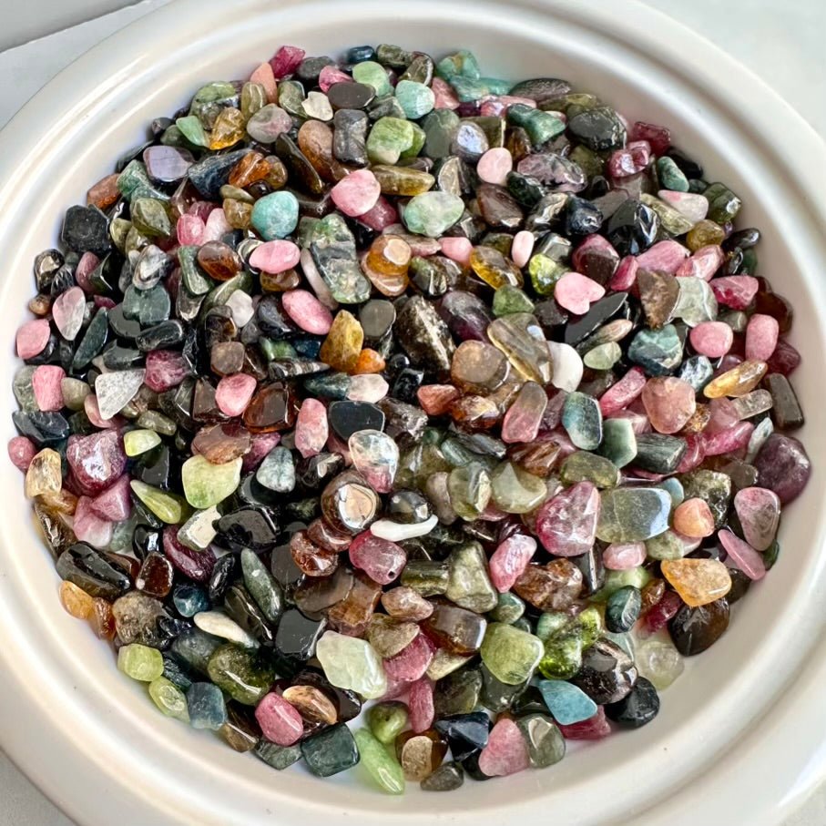 Tourmaline Mix Chips – Natural Multicolor Tourmaline Stones Lot, Small Healing Crystals for Protection & Balance - FairyGardenGlow