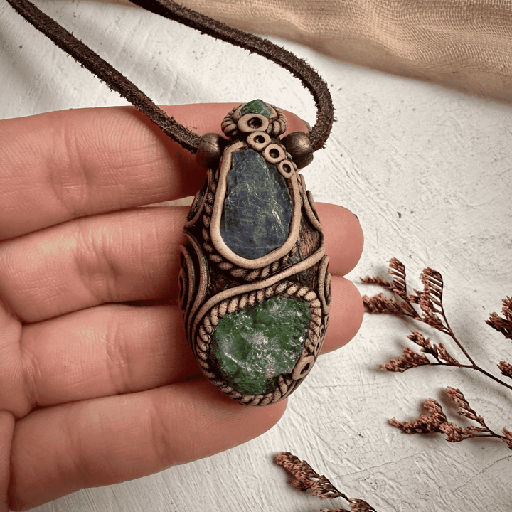 Tsavorite Tanzanite and Emerald Necklace - FairyGardenGlow