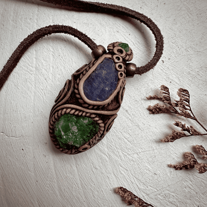 Tsavorite Tanzanite and Emerald Necklace - FairyGardenGlow