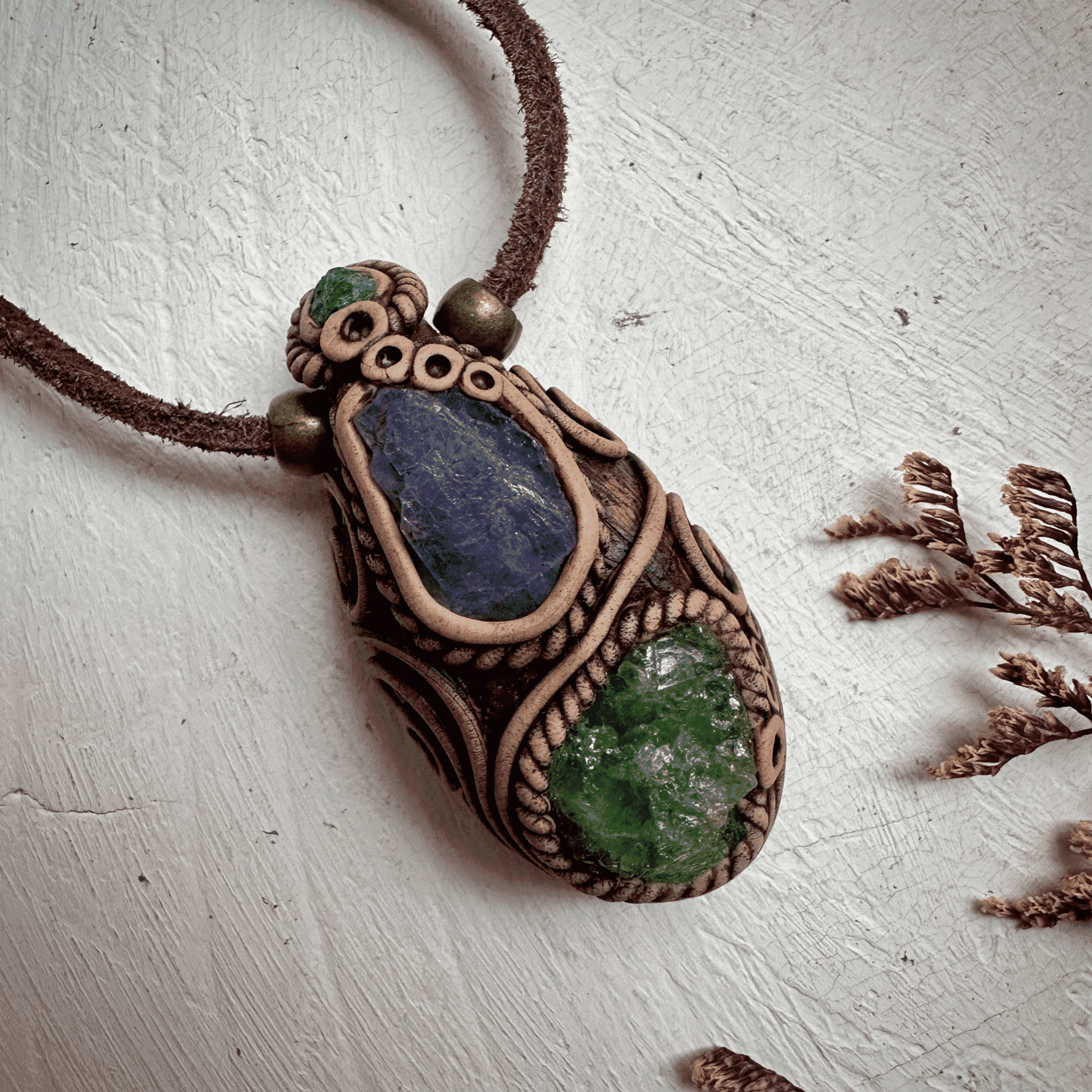 Tsavorite Tanzanite and Emerald Necklace - FairyGardenGlow