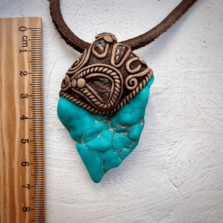 Turquoise Moldavite and Rhodolite Garnet Necklace - FairyGardenGlow