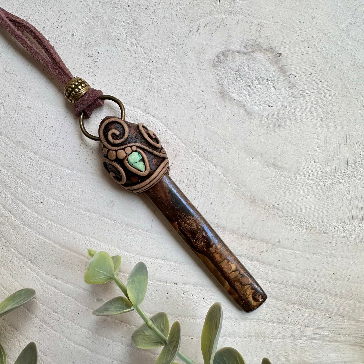 High-vibration necklace with Boulder Opal and Turquoise stones