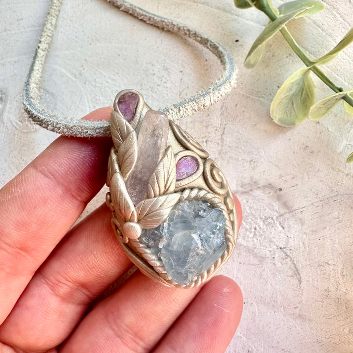 Metaphysical crystal jewelry handmade boho gemstone pendant necklace