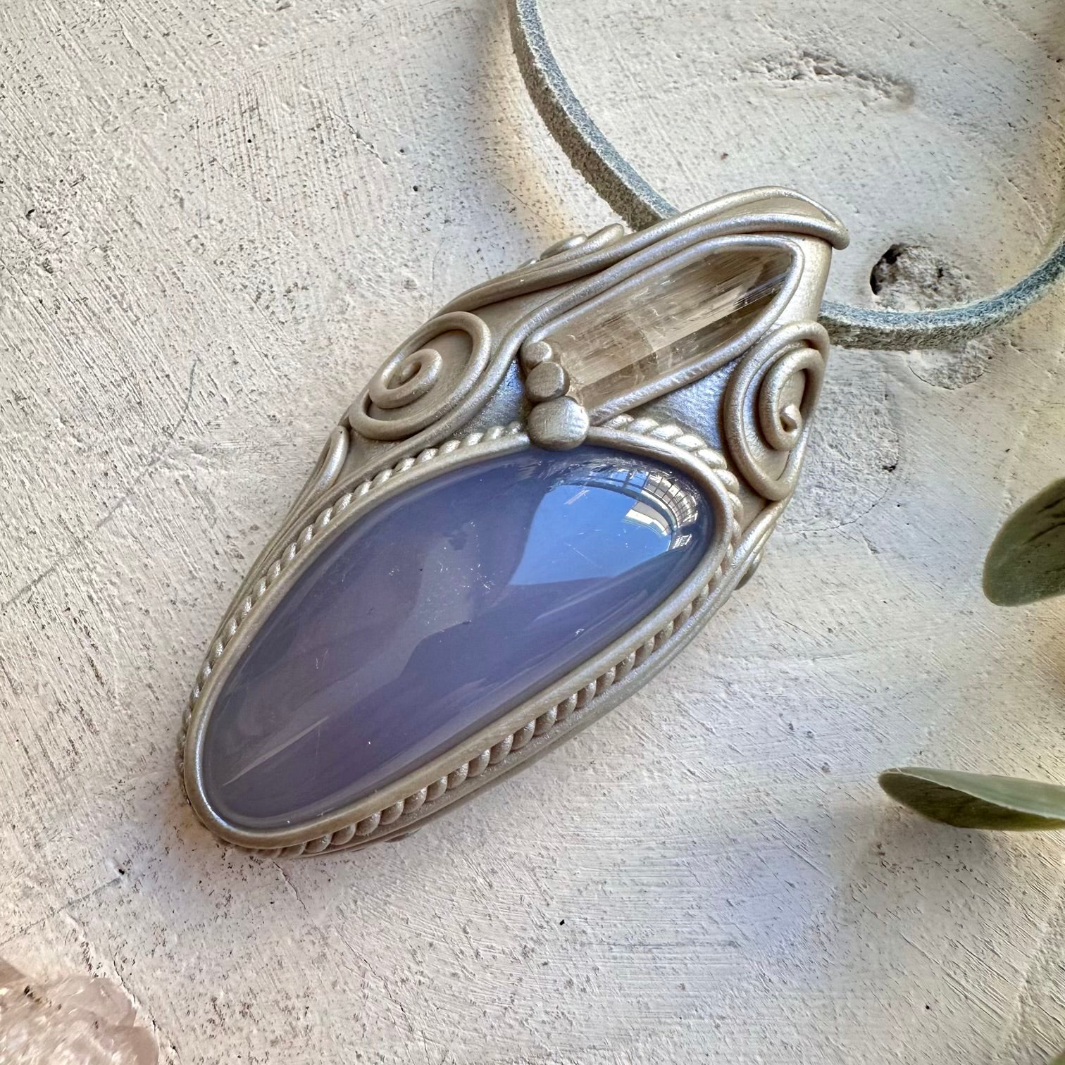 Spiritual jewelry combining chalcedony and danburite