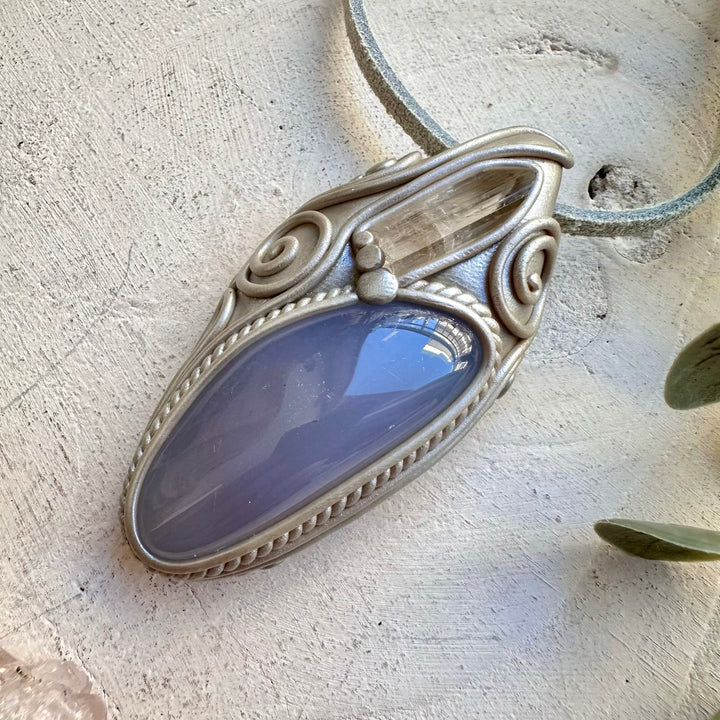 Spiritual jewelry combining chalcedony and danburite