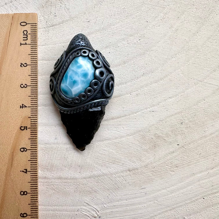 Obsidian and larimar unisex spiritual jewelry