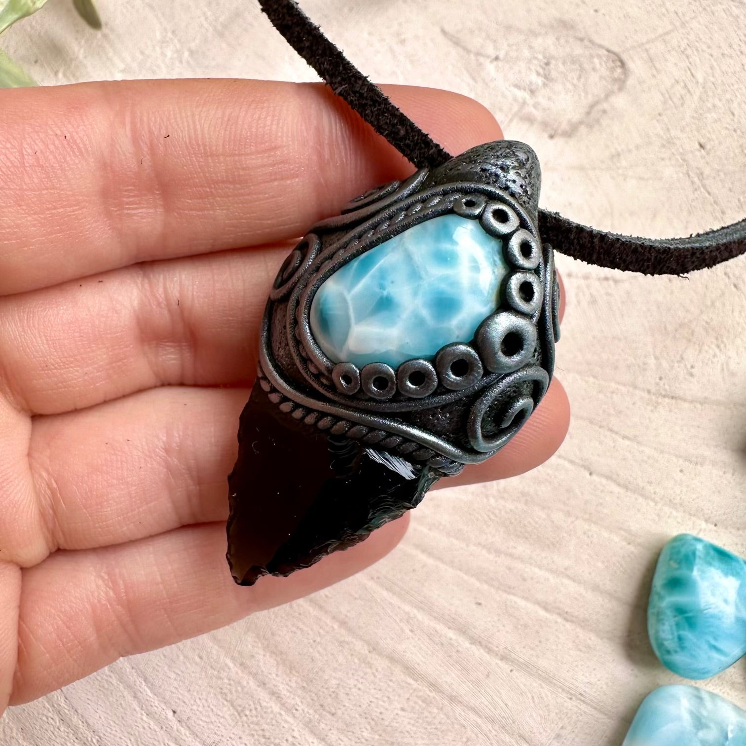 Crystal necklace designed for protection calm and balance