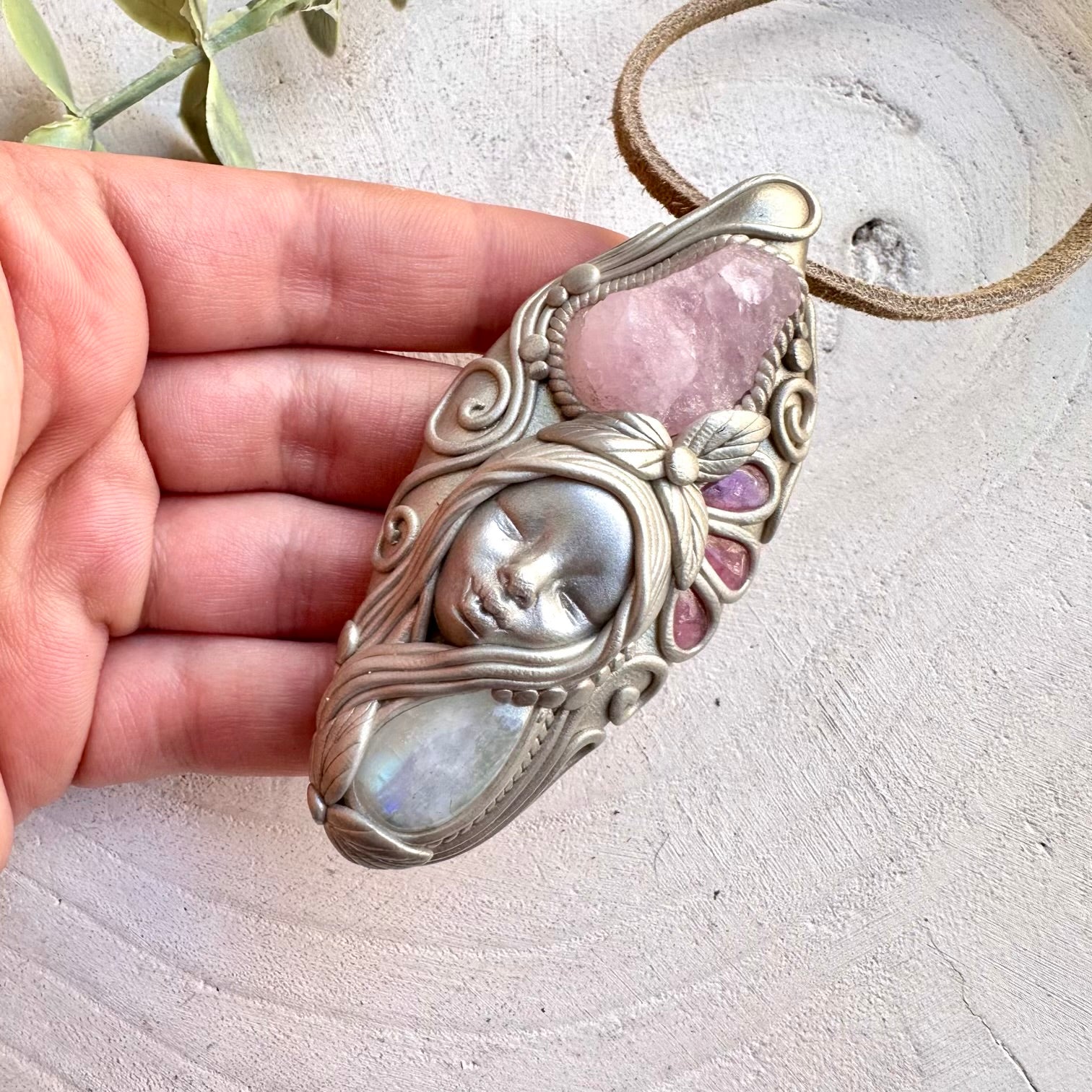 Crystal necklace designed for love softness and feminine energy