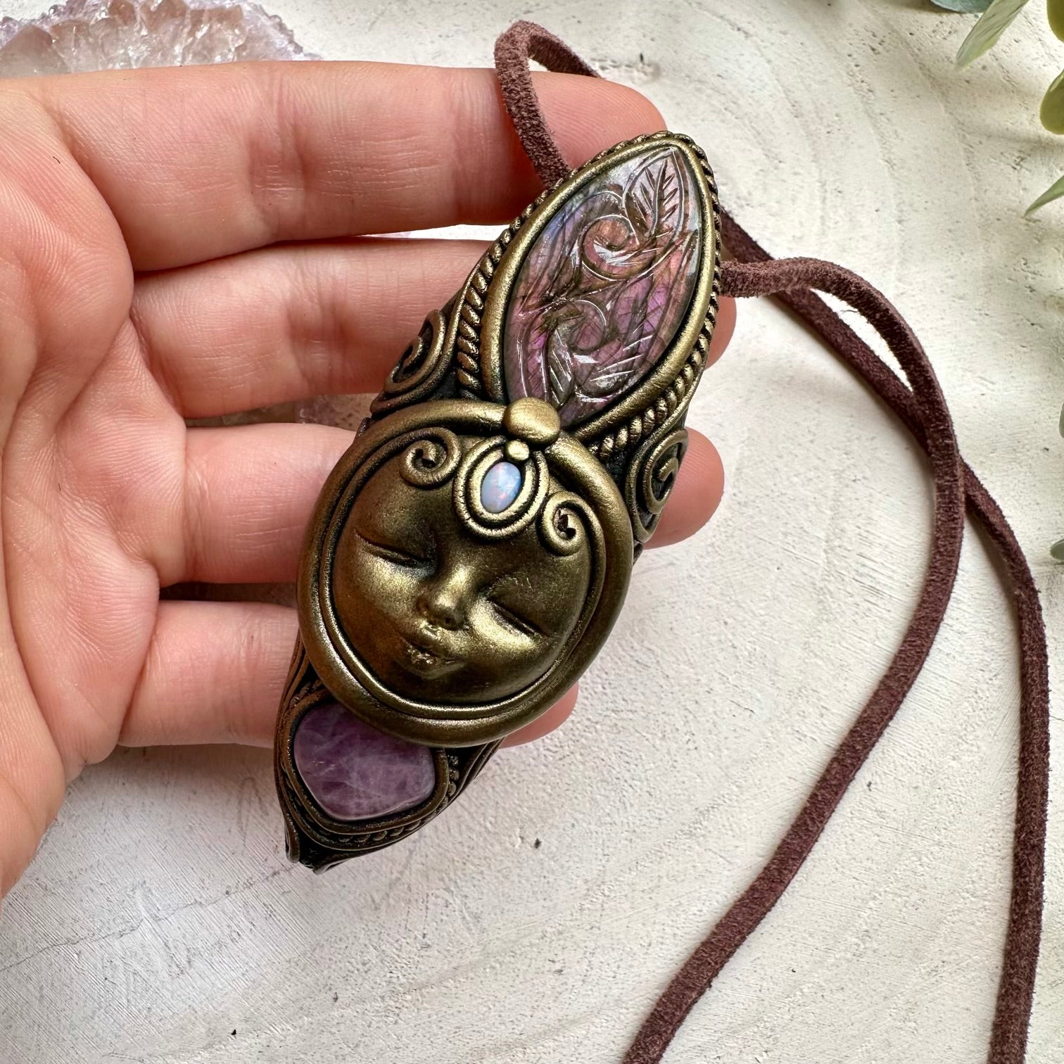 Crystal necklace designed for intuition softness and feminine energy