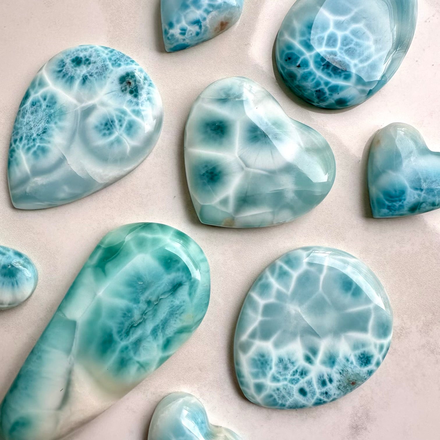 Collection of unique Larimar stones