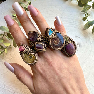 One of a kind healing crystal handmade rings