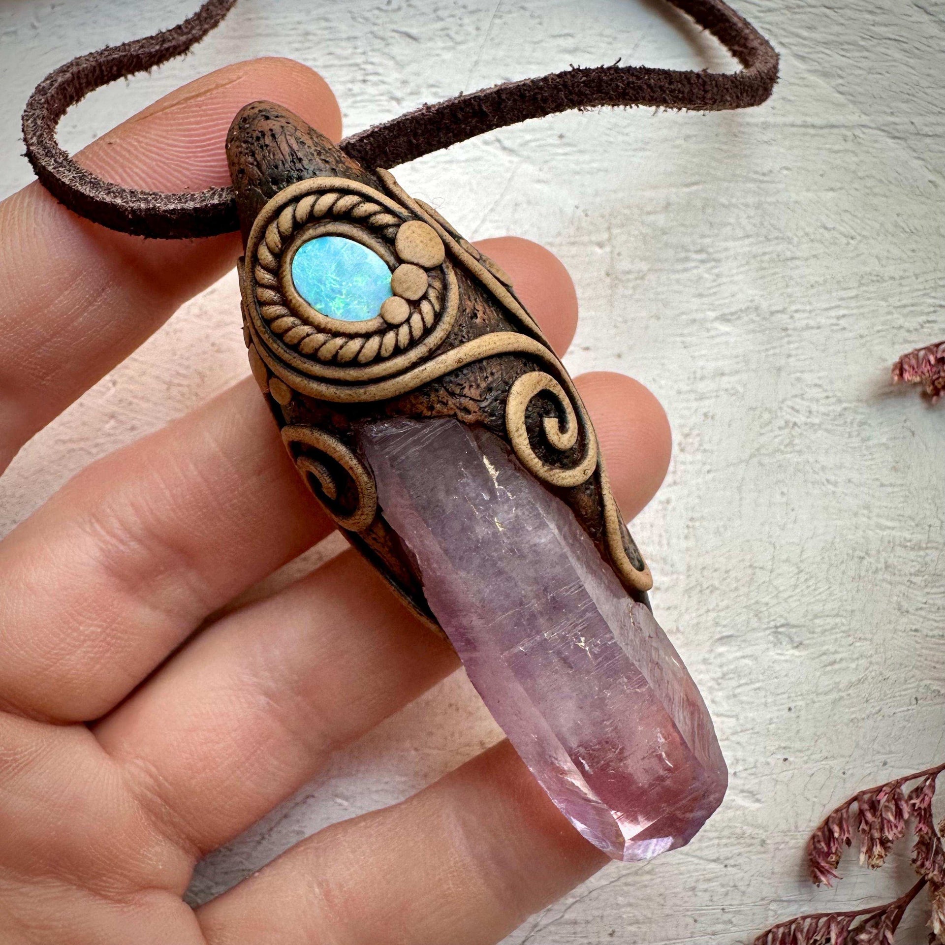 Vera Cruz Amethyst and Australian Opal Doublet Necklace - FairyGardenGlow