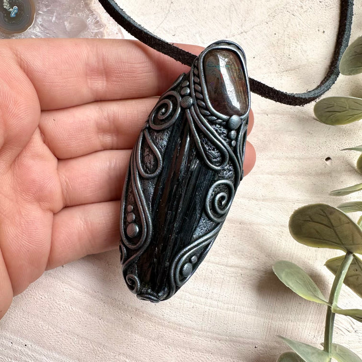 Vivianite and opal unisex spiritual jewelry