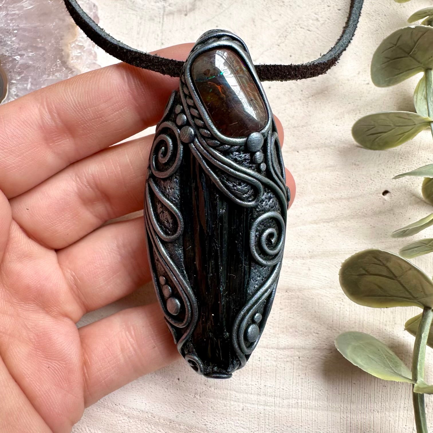 Crystal necklace designed for transformation and depth