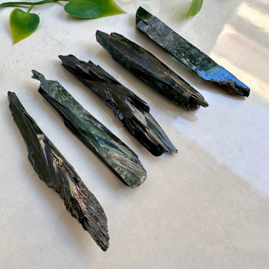Vivianite crystal – natural green mineral specimen, medium blades