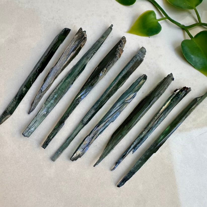 Vivianite crystal – natural green specimen with thin blade formation