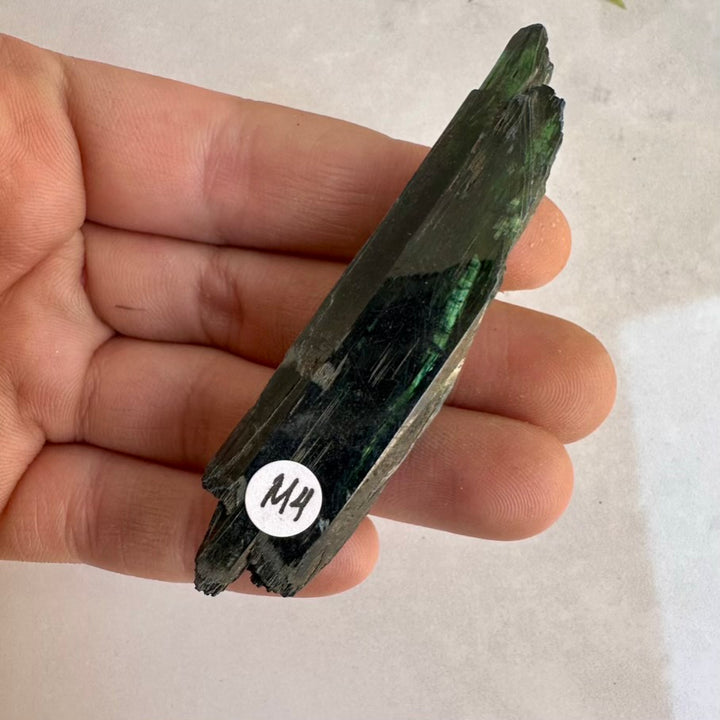 Green Vivianite mineral – raw natural crystal blade for collectors
