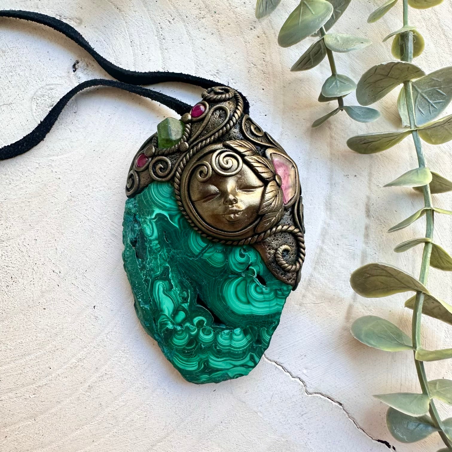 Healing crystal talisman necklace handmade with natural gemstones
