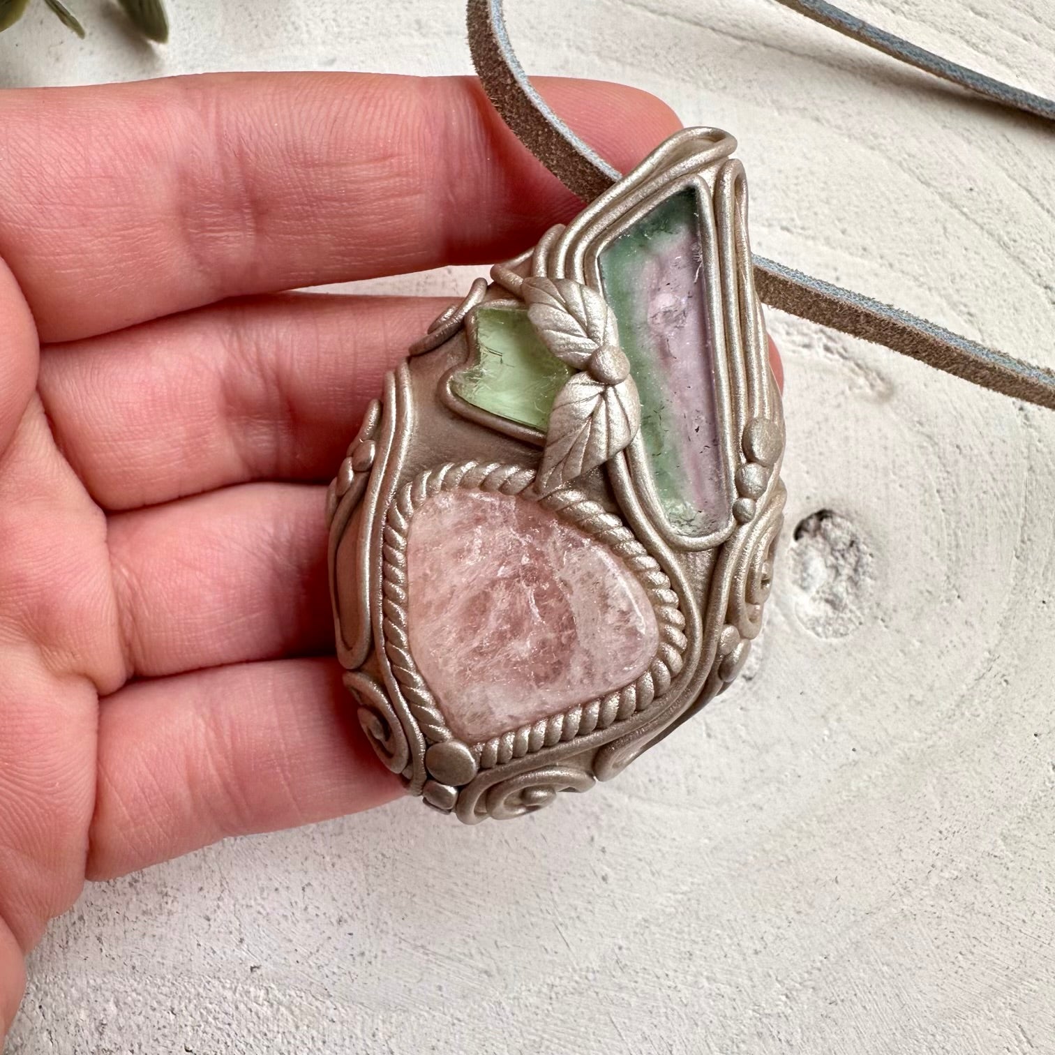 Crystal necklace designed for emotional healing love and abundance