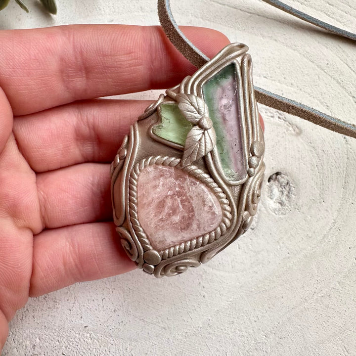 Crystal necklace designed for emotional healing love and abundance