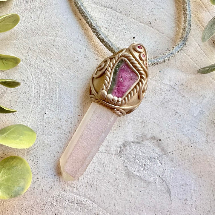 Boho jewelry protection amulet crystal necklace with natural gemstones