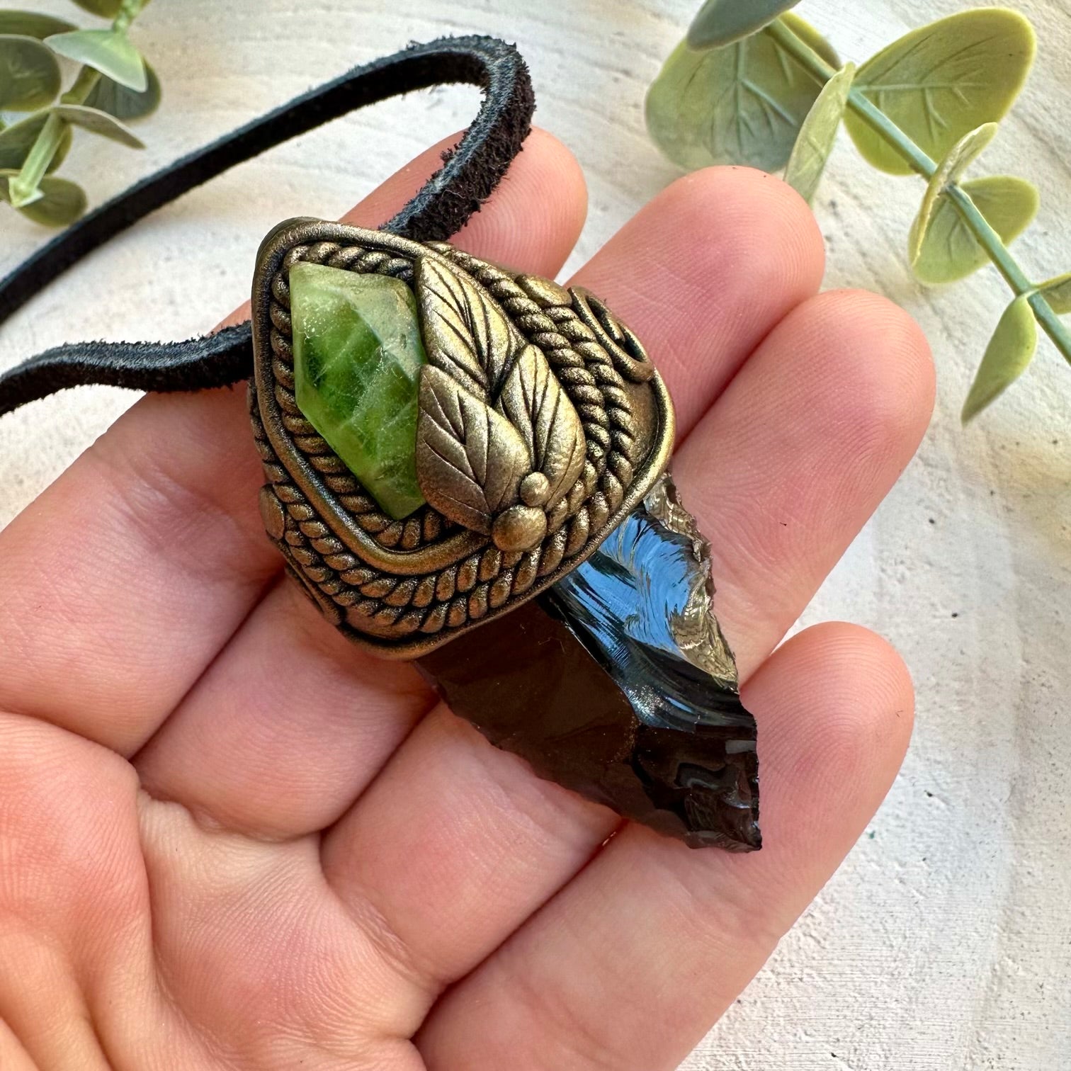 Handmade talisman necklace with stones for grounding and abundance